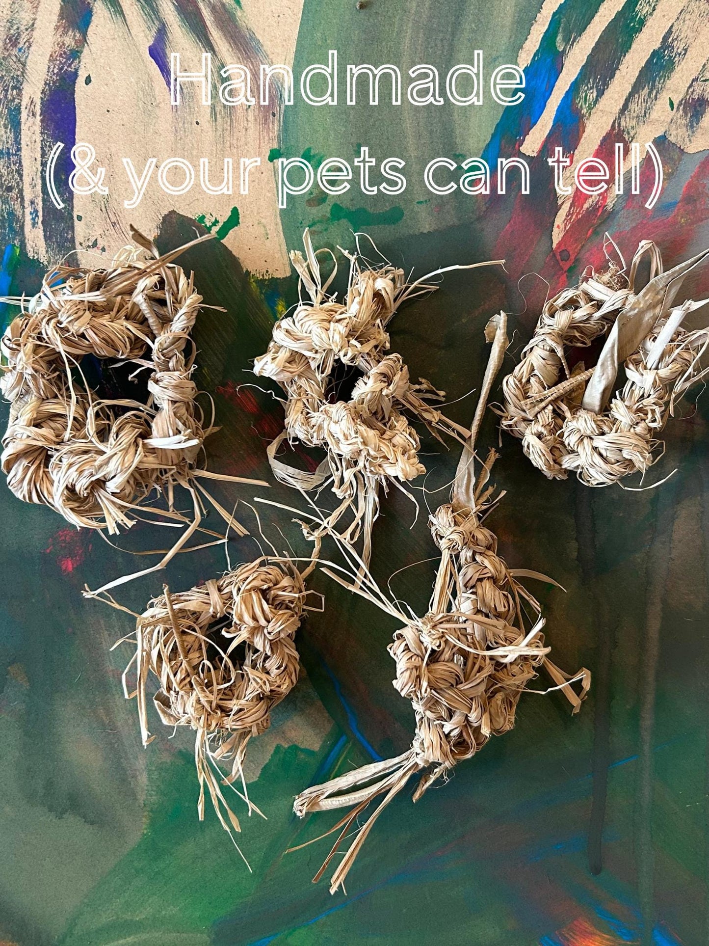 Handmade Raffia Rings for Small Animals: Enrichment Toy (Set of 5)