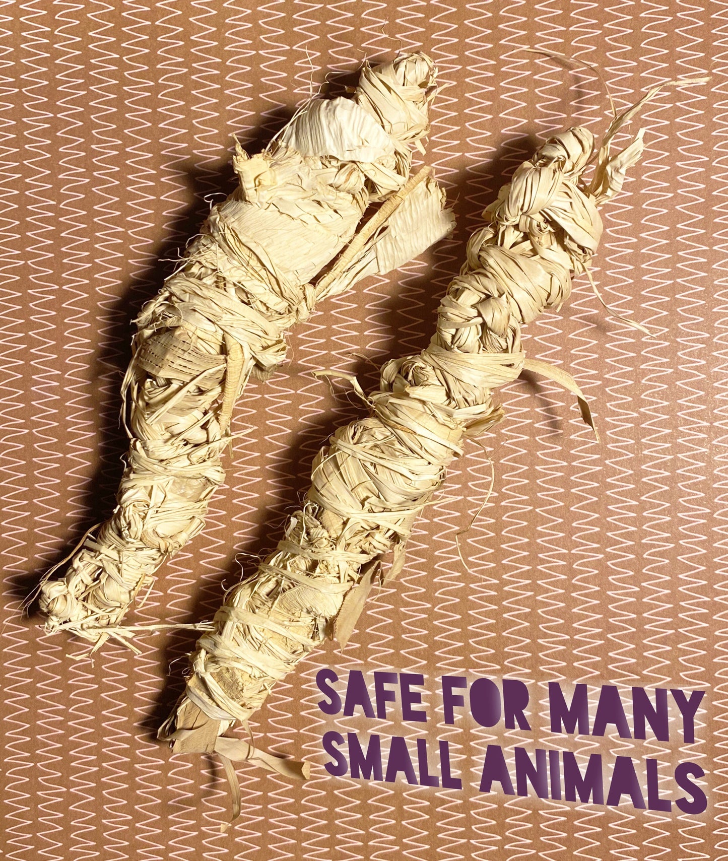 Natural Raffia Small Animal Toy: Braided Enrichment Chew Stick (4")