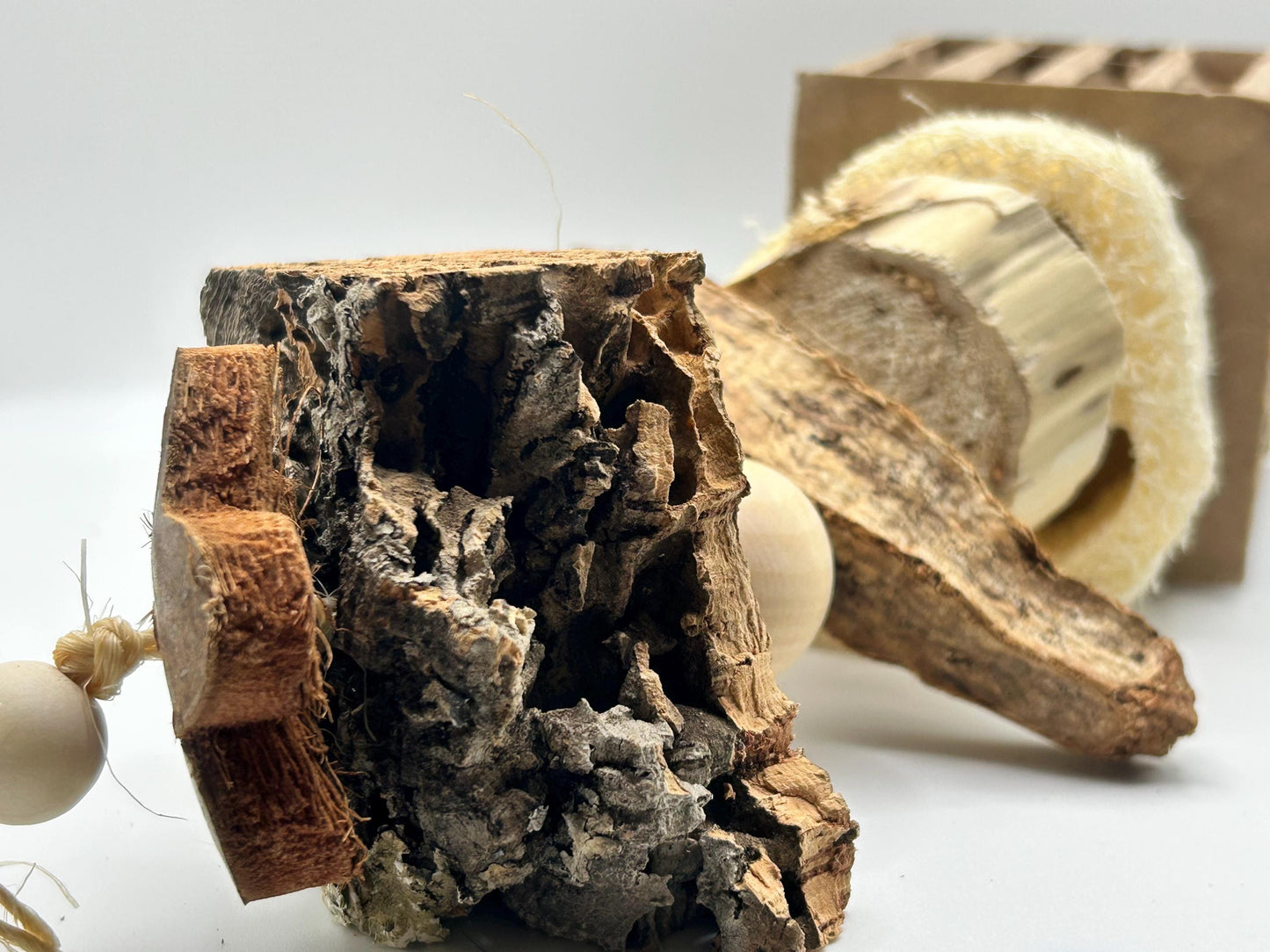 XL Small Animal Enrichment Toy: Natural Chew, Cork, Loofah