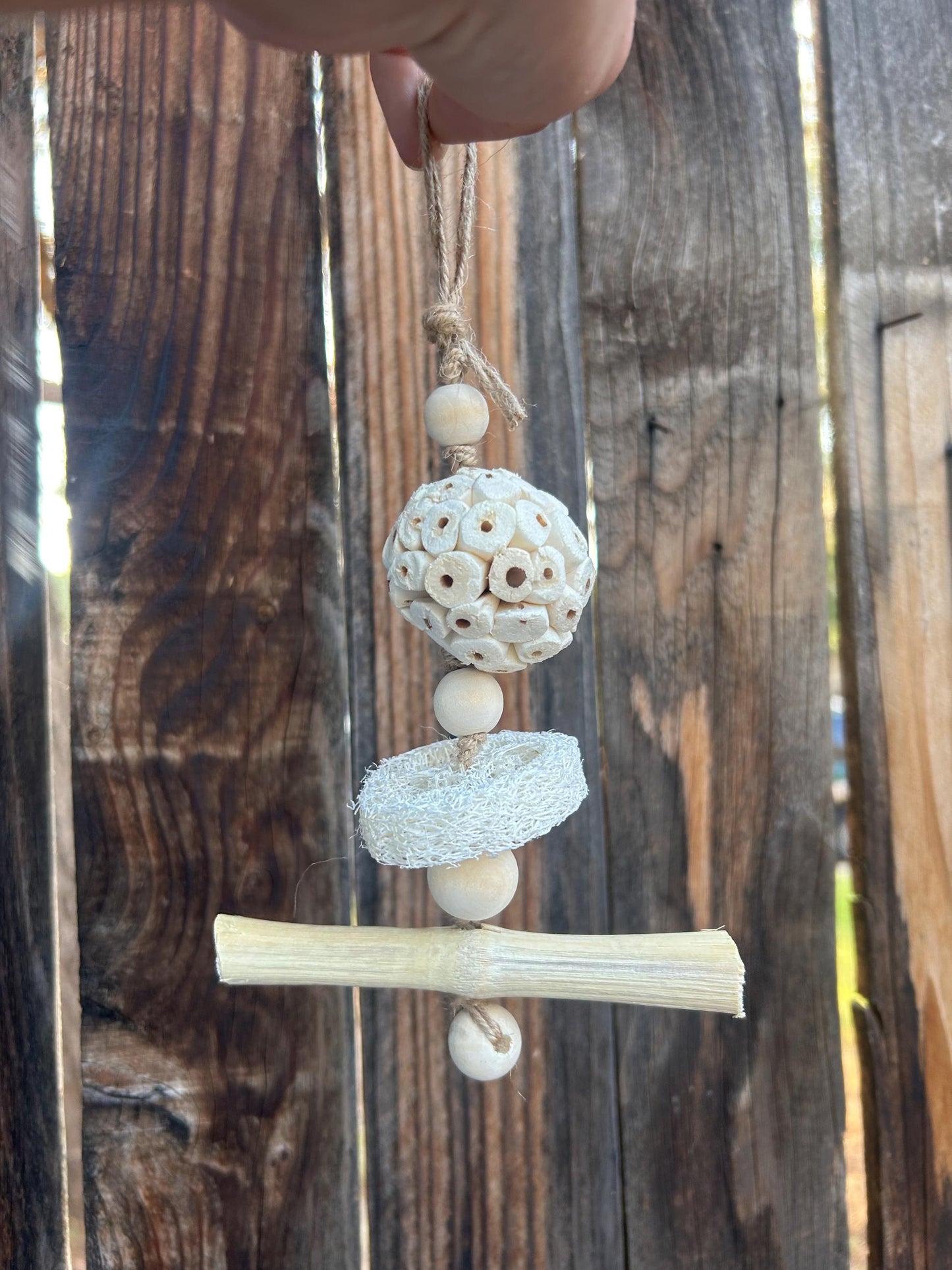 Natural Bamboo Small Animal Chew Toy: Loofah & Sola Ball