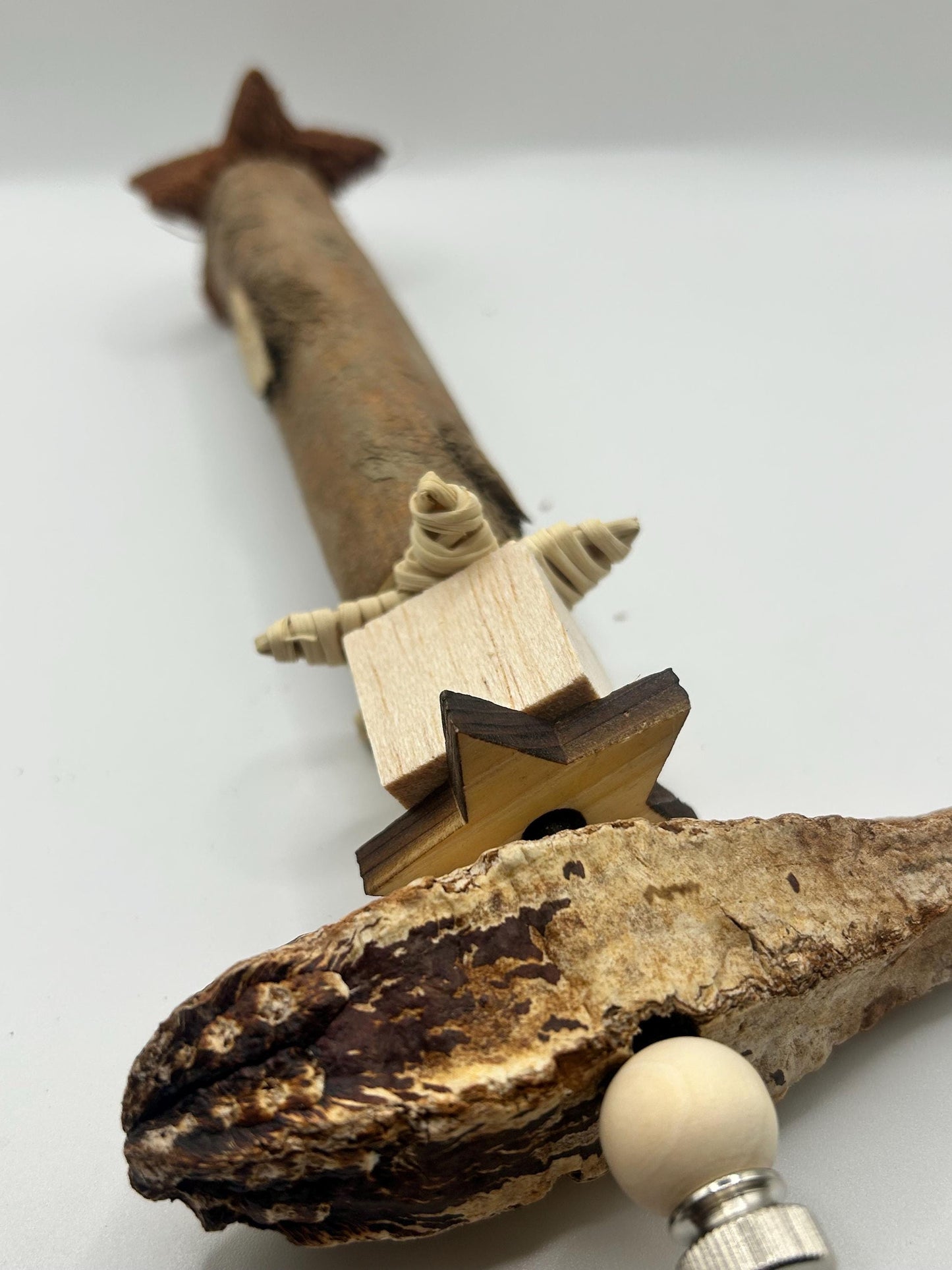 Handmade Sola Wood Small Animal Toy: Rat Enrichment with Stainless Steel Skewer