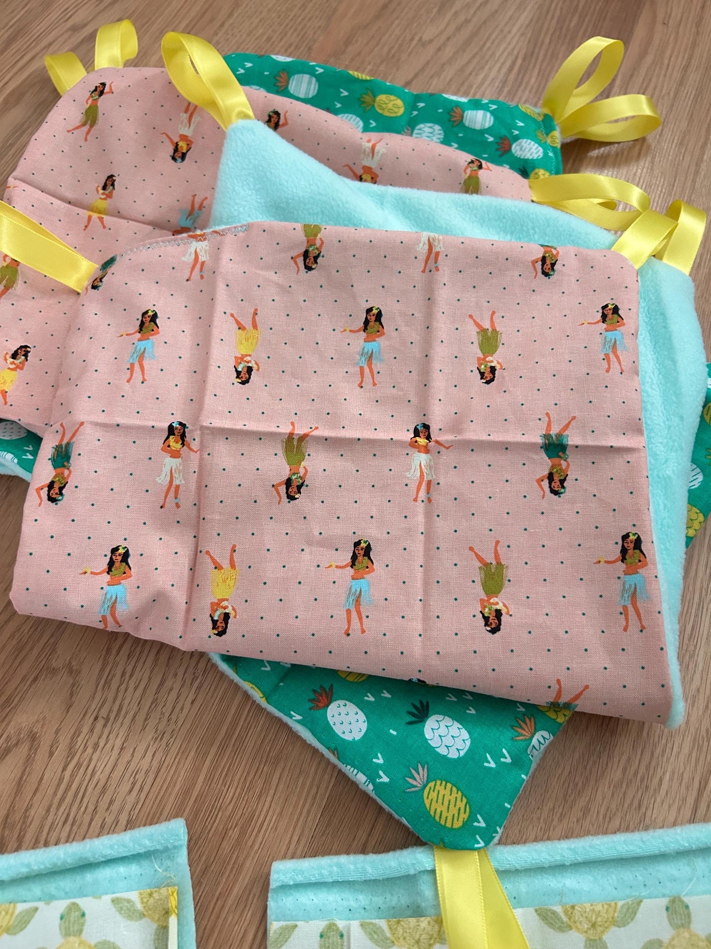 Reversible Fleece Cage Liner Set: Small Animal Hammock, "Summer Vibes" 17x10