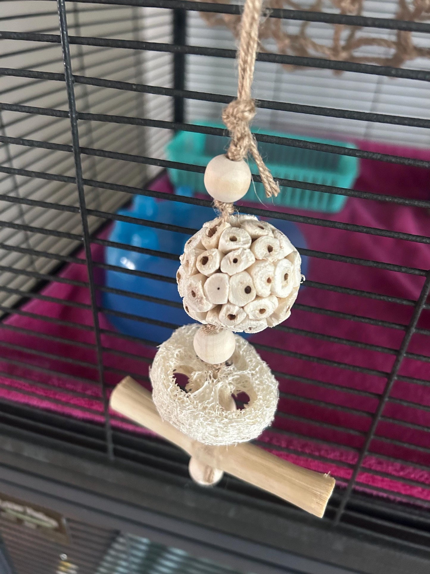Natural Bamboo Small Animal Chew Toy: Loofah & Sola Ball