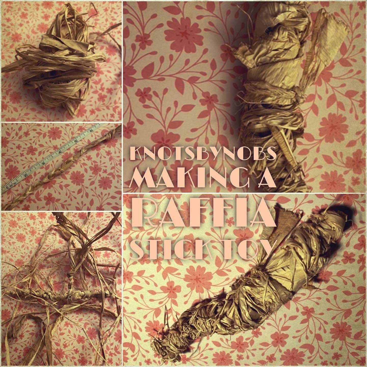 Natural Raffia Small Animal Toy: Braided Enrichment Chew Stick (4")