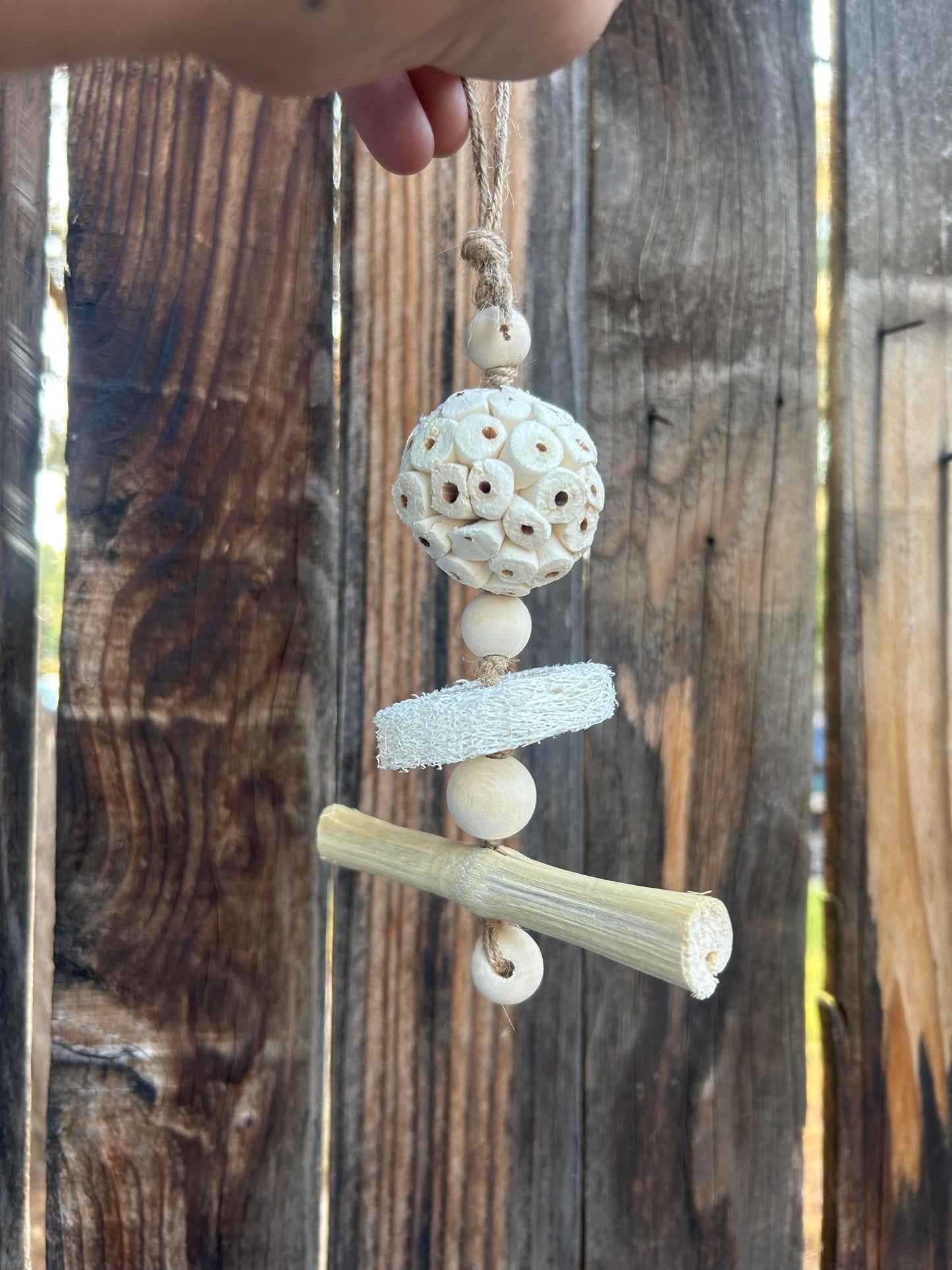 Natural Bamboo Small Animal Chew Toy: Loofah & Sola Ball