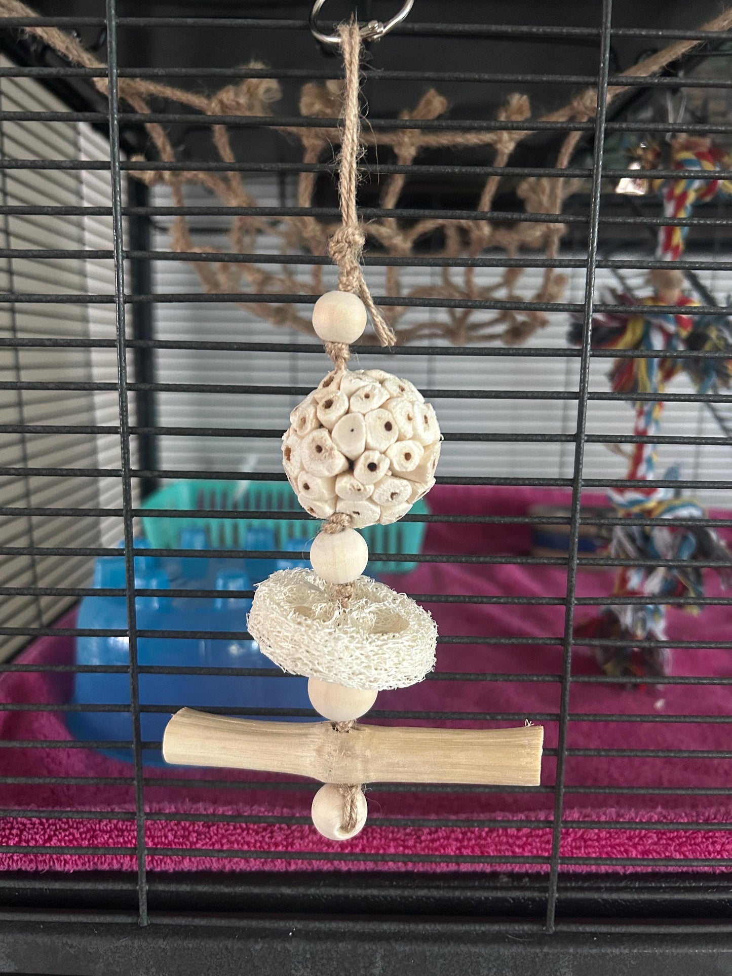 Natural Bamboo Small Animal Chew Toy: Loofah & Sola Ball