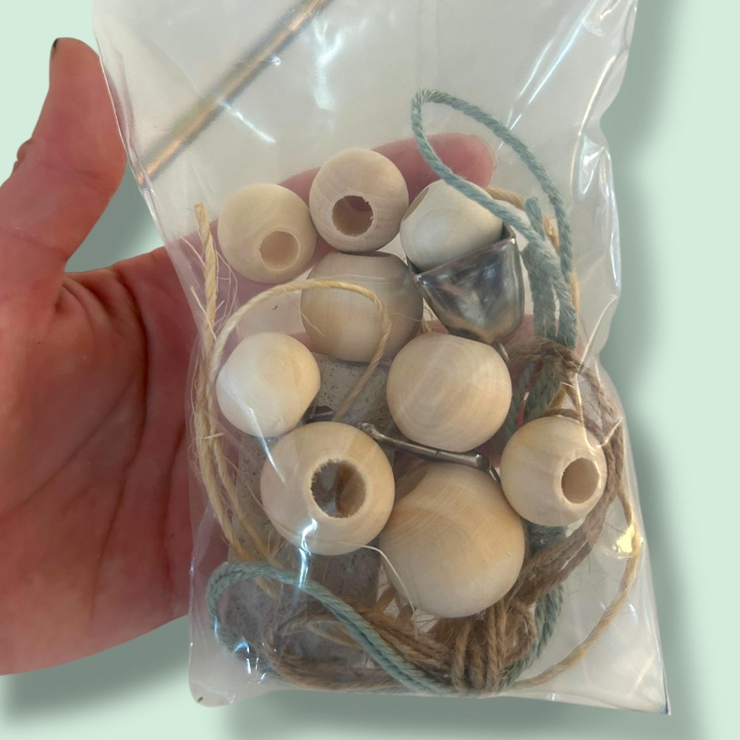 DIY Small Animal Toy Kit: Wood Beads, Bell, Lava Rock
