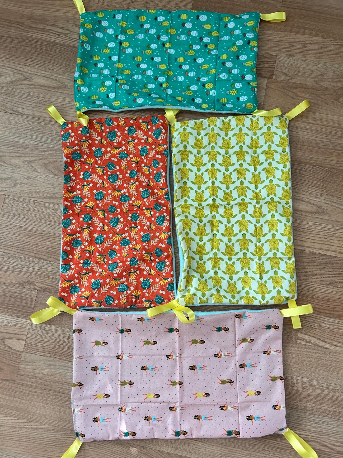 Reversible Fleece Cage Liner Set: Small Animal Hammock, "Summer Vibes" 17x10