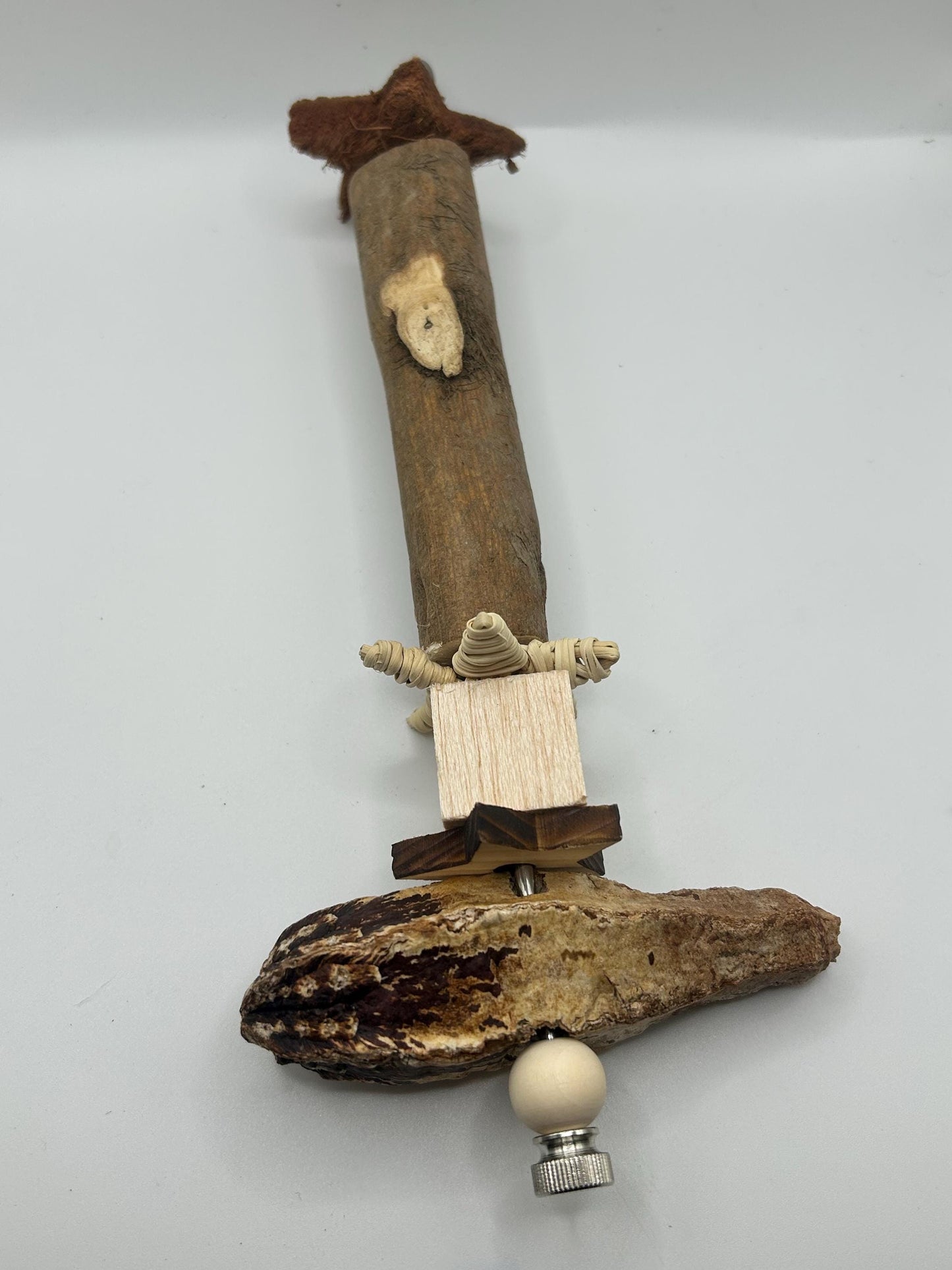 Handmade Sola Wood Small Animal Toy: Rat Enrichment with Stainless Steel Skewer