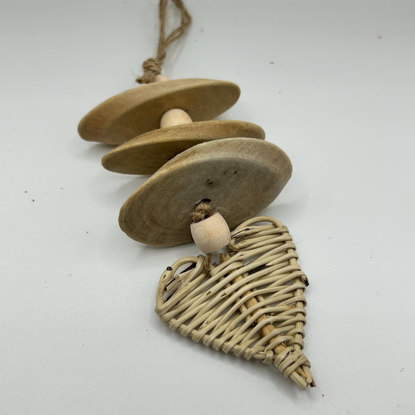 Natural Small Animal Toy, Driftwood Chew Toy with Vine Heart & Wood Beads