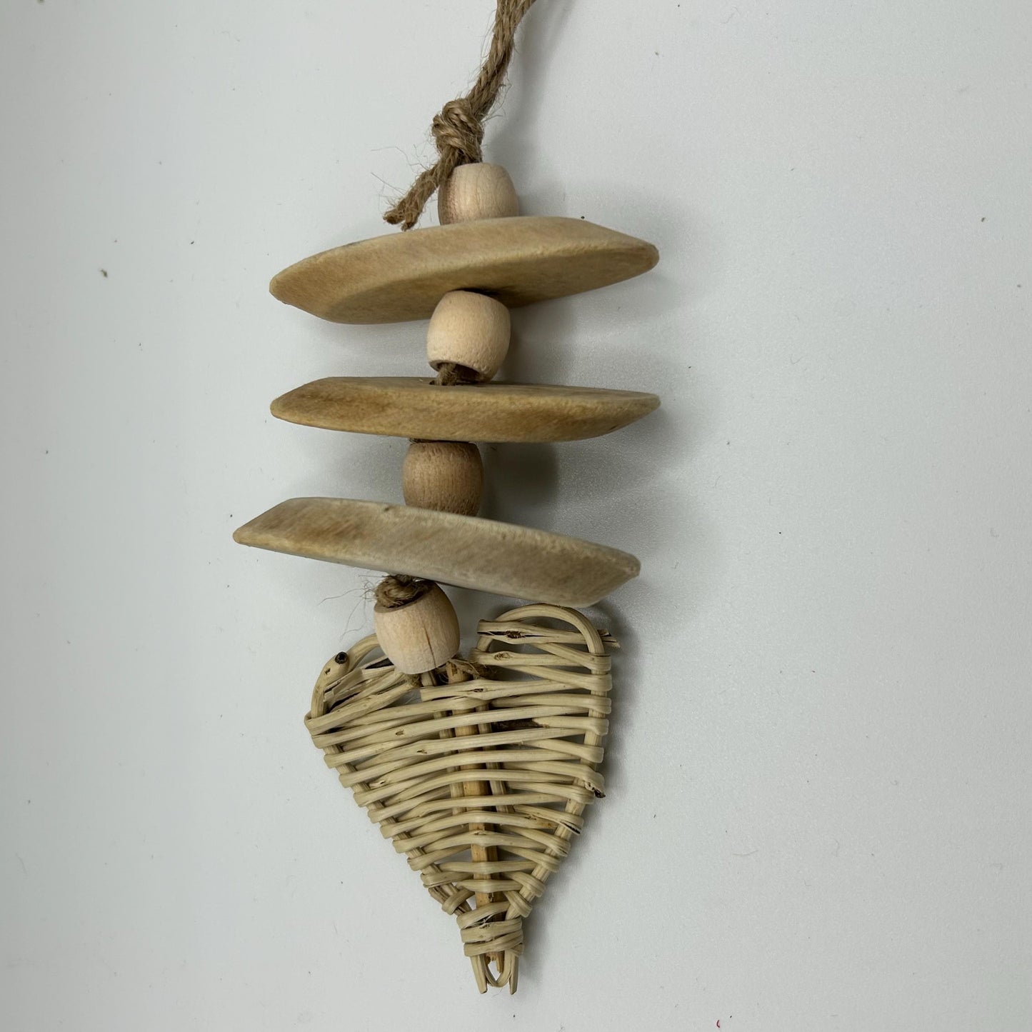 Natural Small Animal Toy, Driftwood Chew Toy with Vine Heart & Wood Beads