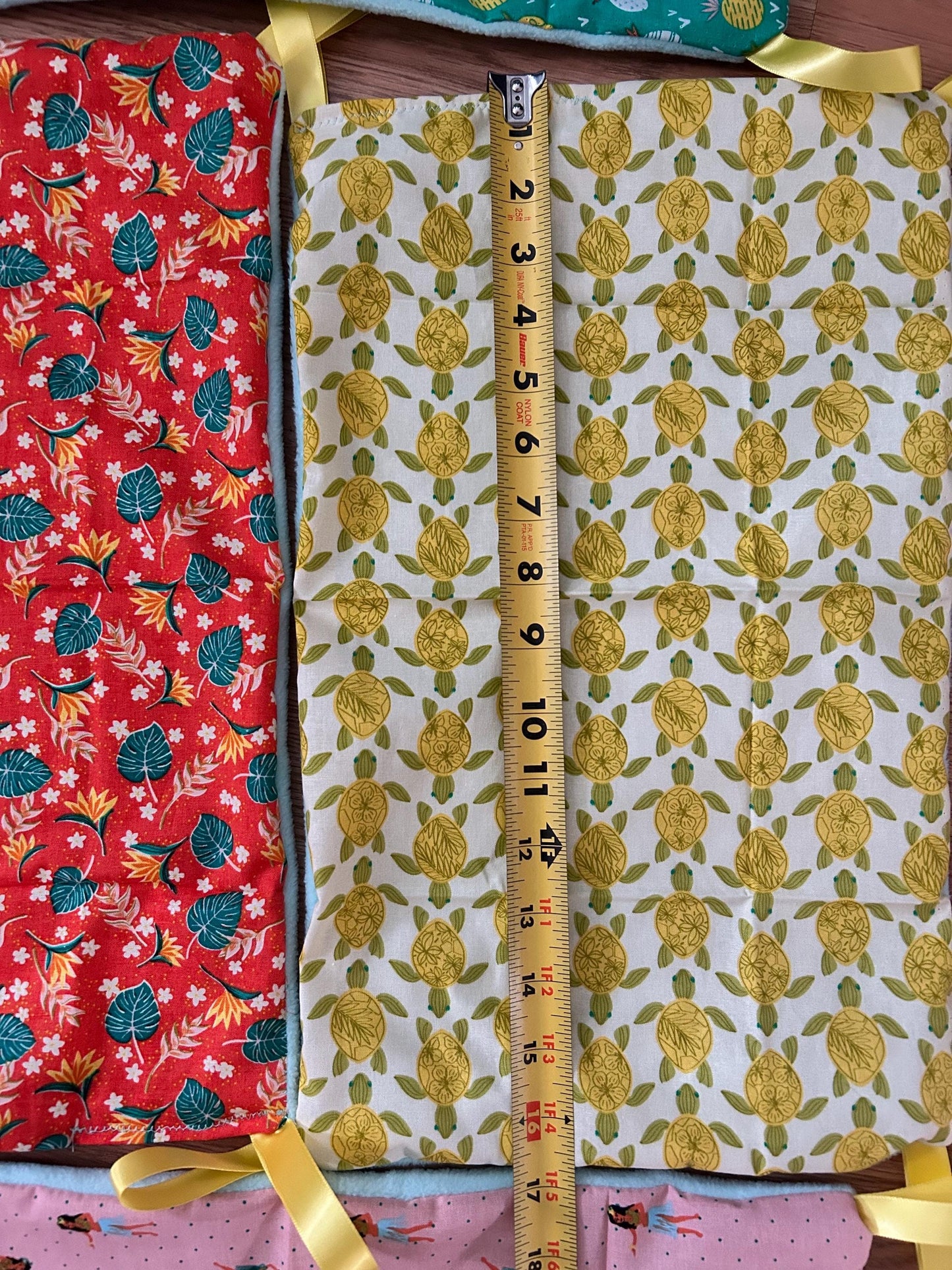 Reversible Fleece Cage Liner Set: Small Animal Hammock, "Summer Vibes" 17x10