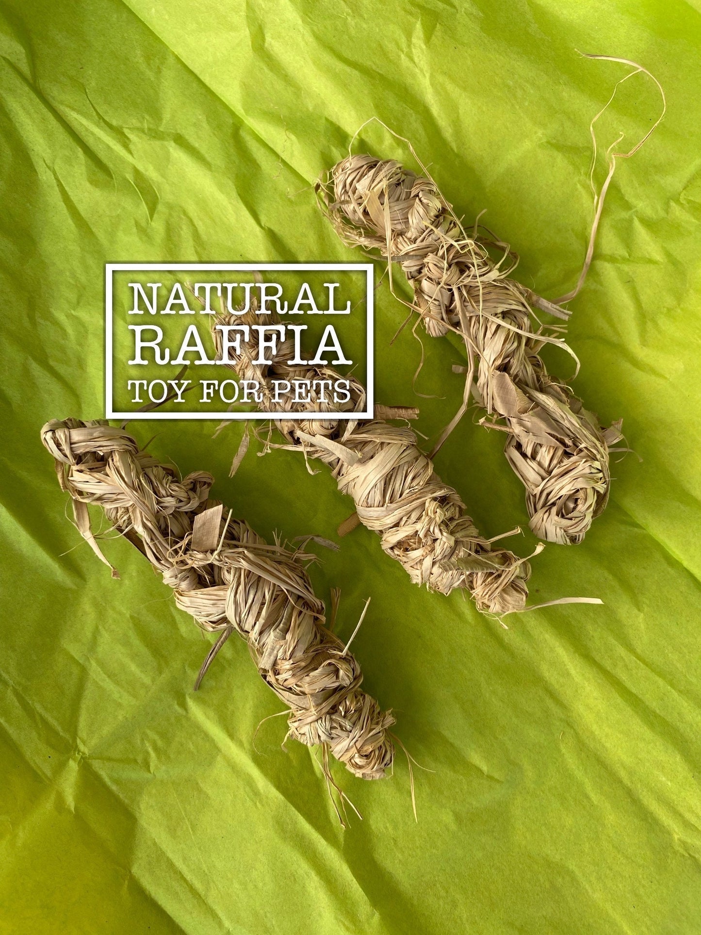 Natural Raffia Small Animal Toy: Braided Enrichment Chew Stick (4")