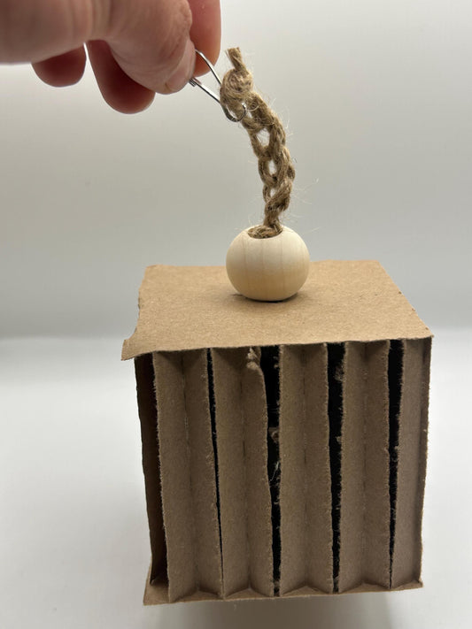 Cardboard Cube Enrichment Toy for Small Animals, natural, safe, hours of fun