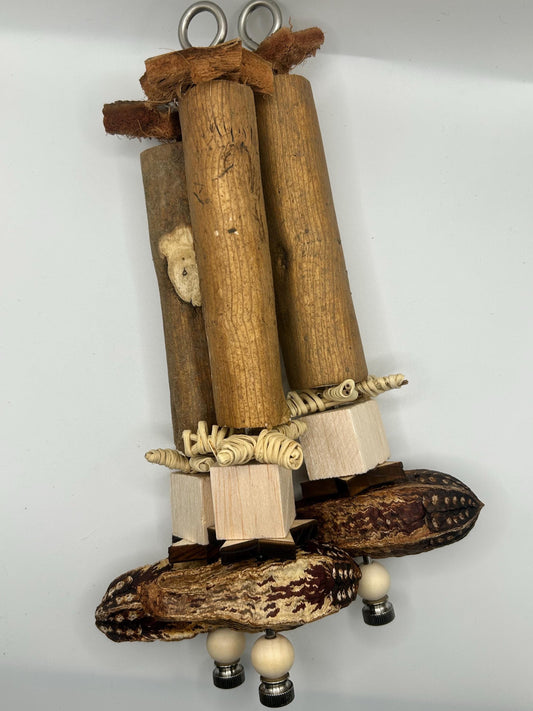 Handmade Sola Wood Small Animal Toy: Rat Enrichment with Stainless Steel Skewer