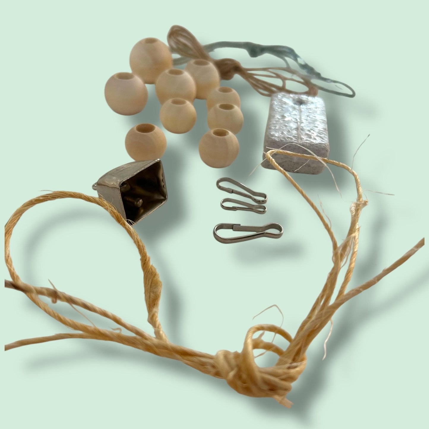 DIY Small Animal Toy Kit: Wood Beads, Bell, Lava Rock