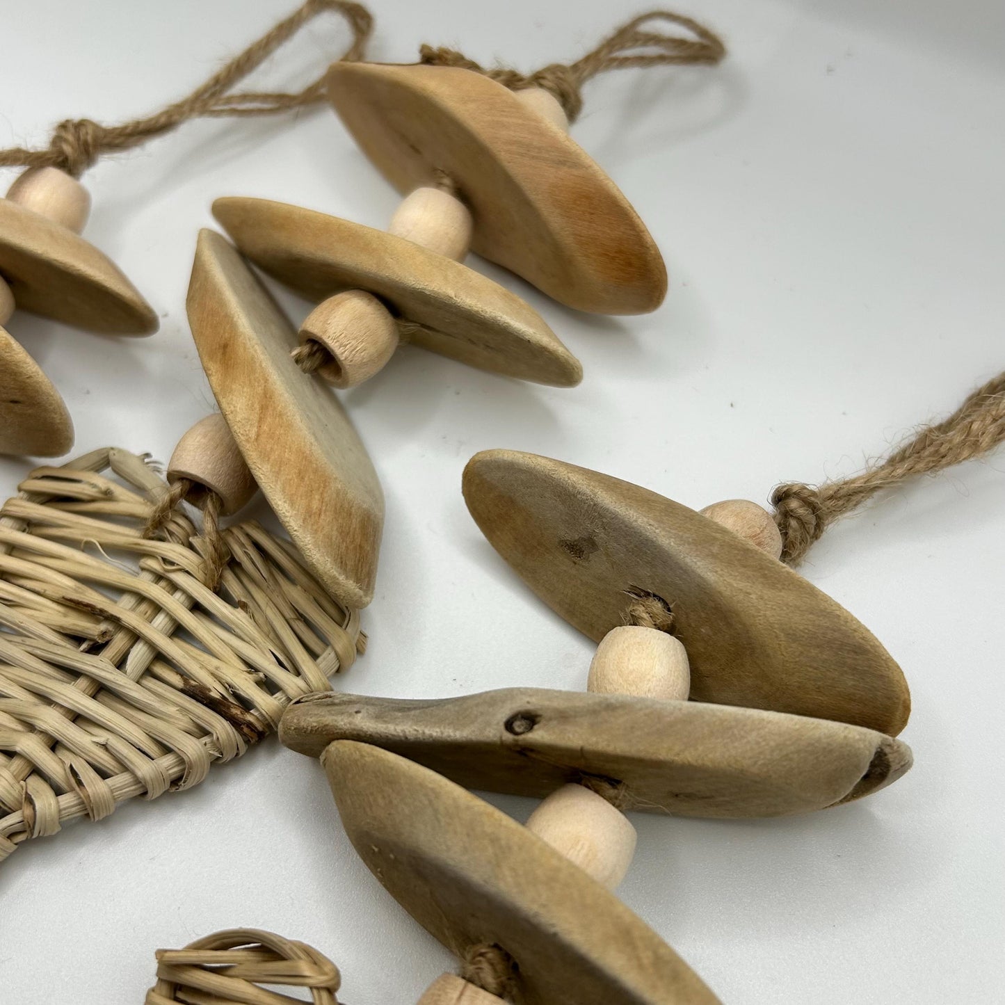 Natural Small Animal Toy, Driftwood Chew Toy with Vine Heart & Wood Beads