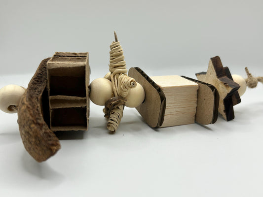 Natural Rat Enrichment Toy: Mahogany Pod, Wood & Leather Chews