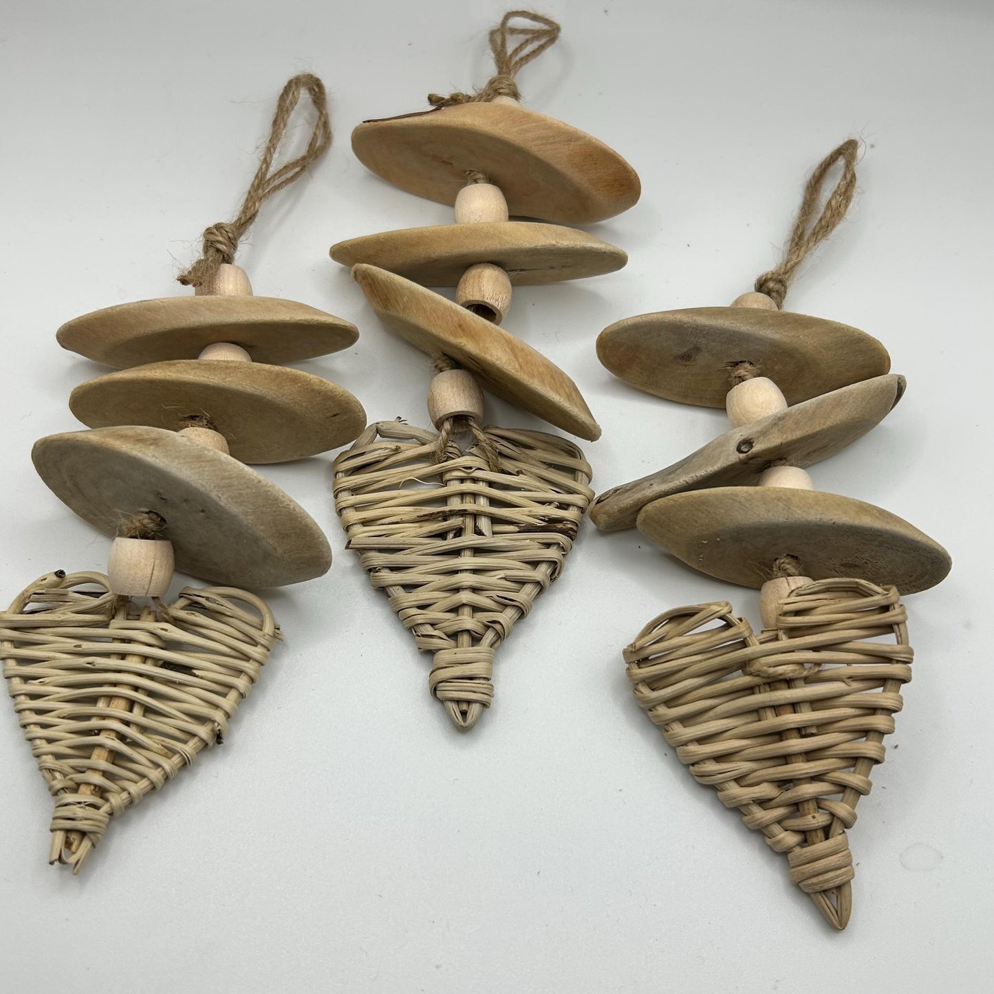 Natural Small Animal Toy, Driftwood Chew Toy with Vine Heart & Wood Beads