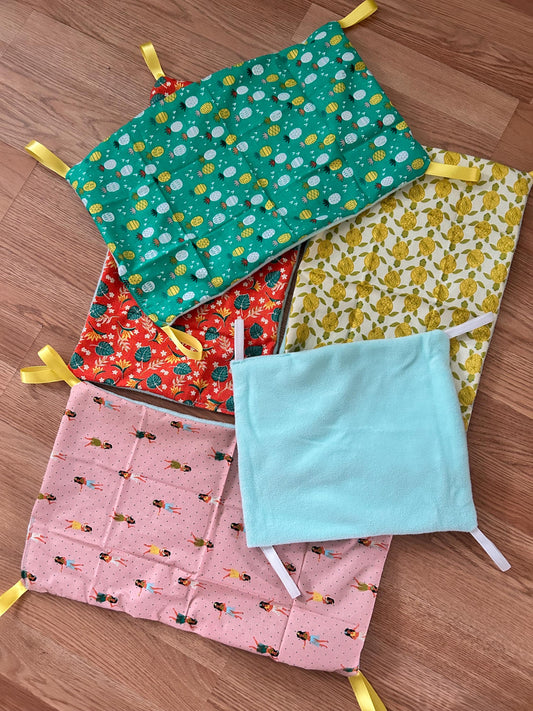 Reversible Fleece Cage Liner Set: Small Animal Hammock, "Summer Vibes" 17x10