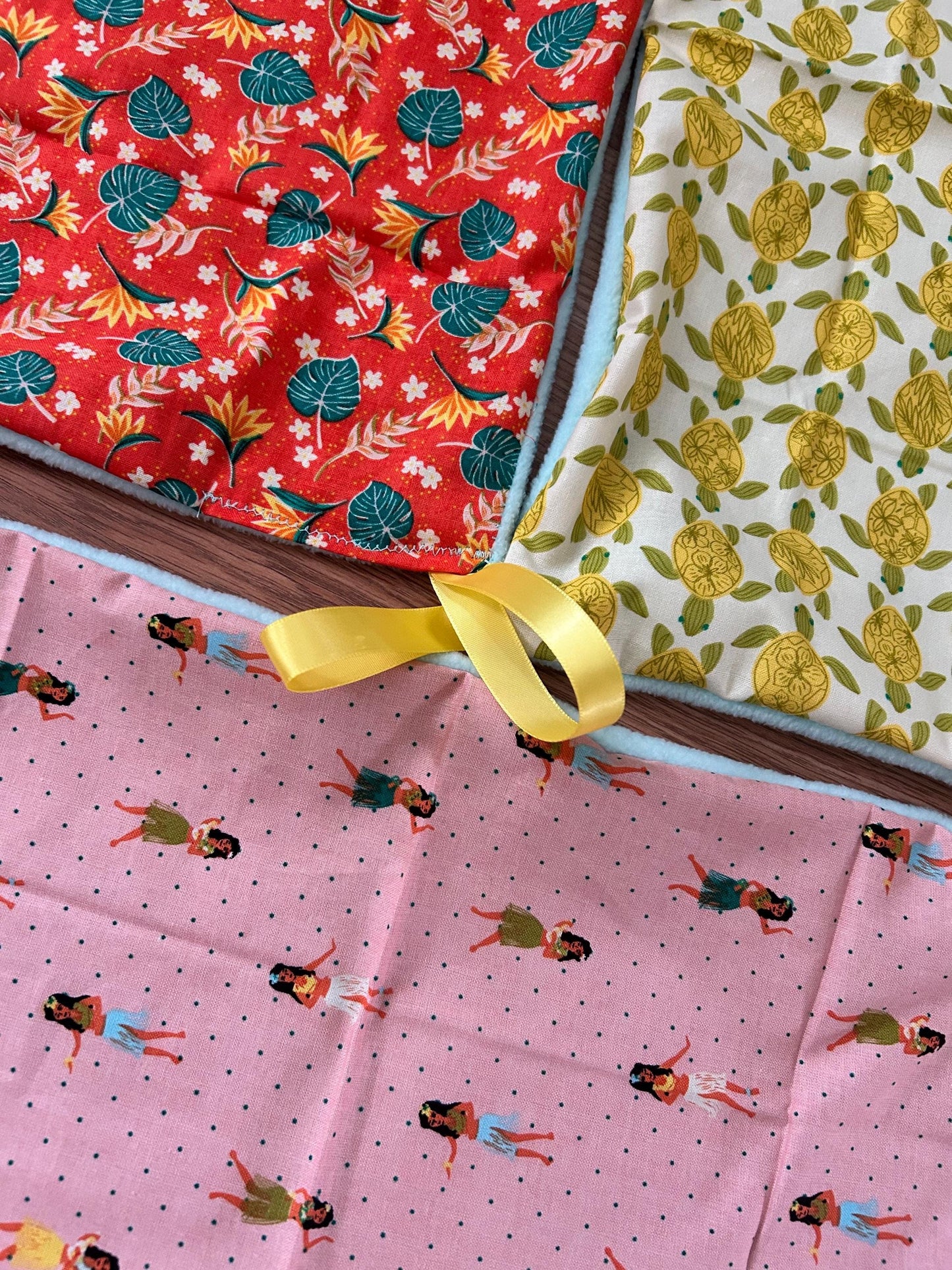 Reversible Fleece Cage Liner Set: Small Animal Hammock, "Summer Vibes" 17x10