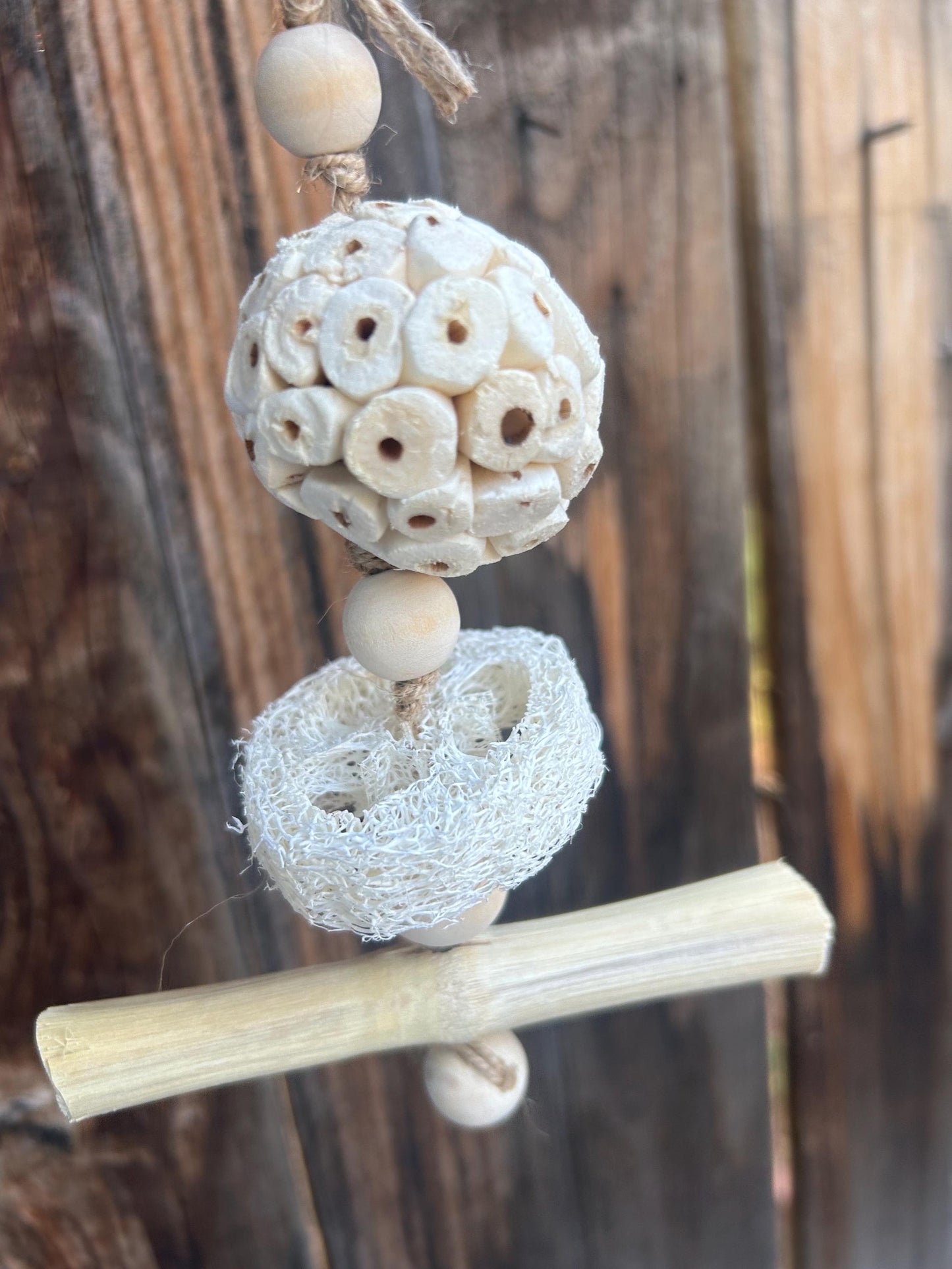 Natural Bamboo Small Animal Chew Toy: Loofah & Sola Ball