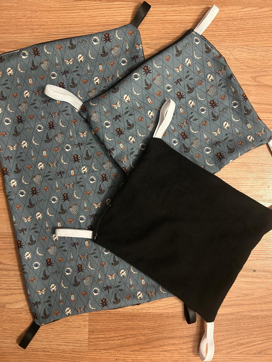 Halloween Hammocks and Tray Liner Set for Small Animals like Rats, easy loops included