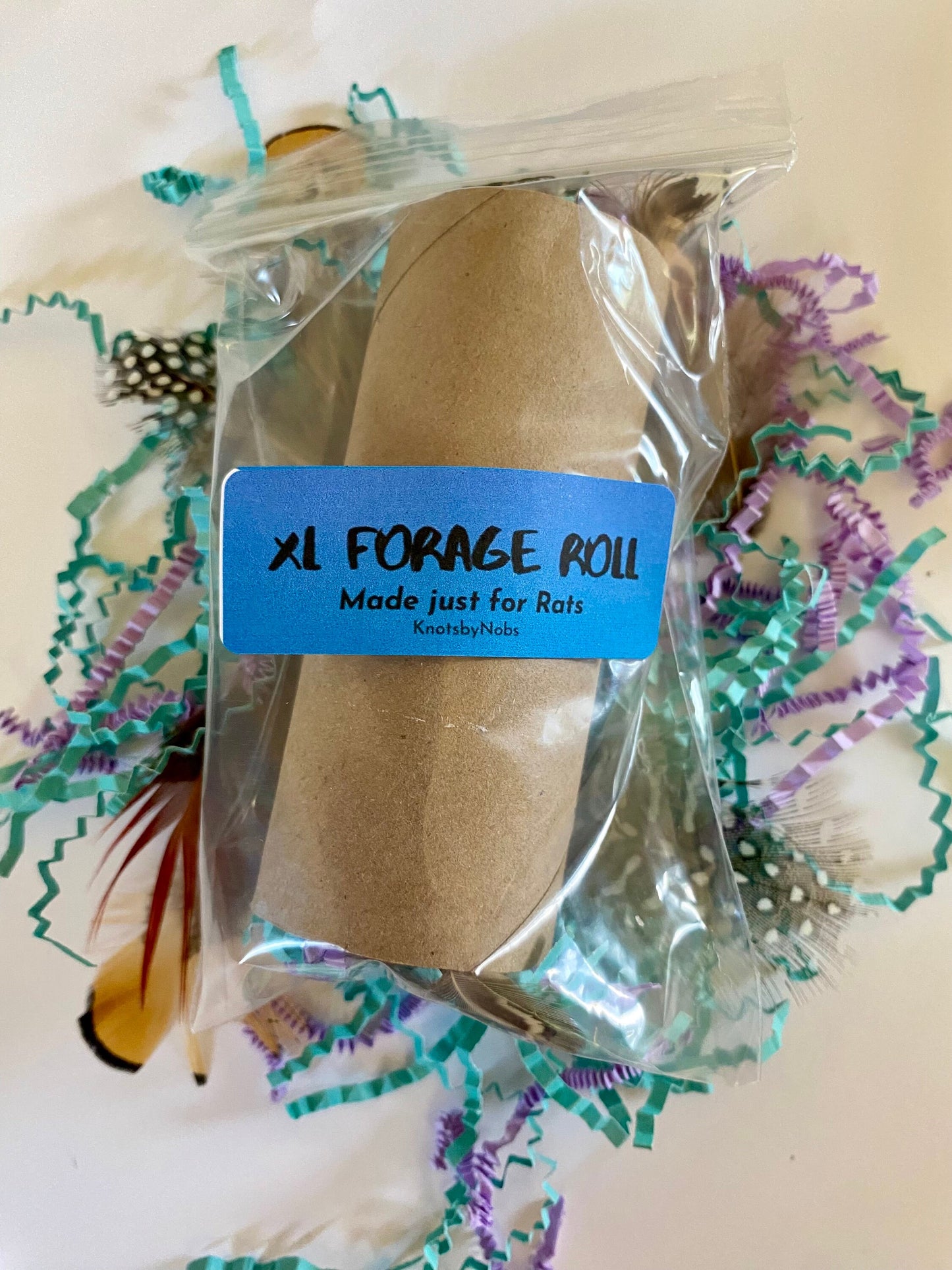 XL Rat Forage Roll Toy: Boredom Buster with Feathers